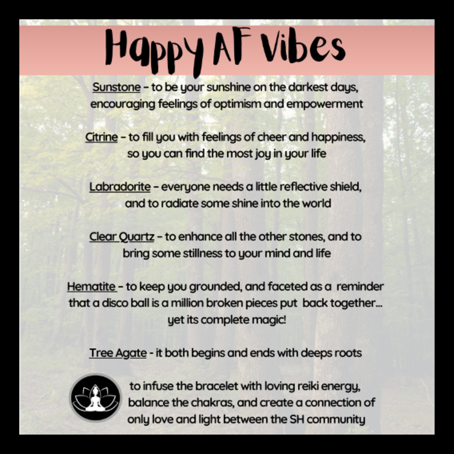 Happy AF Vibes Intentional Reiki Infused Bracelet