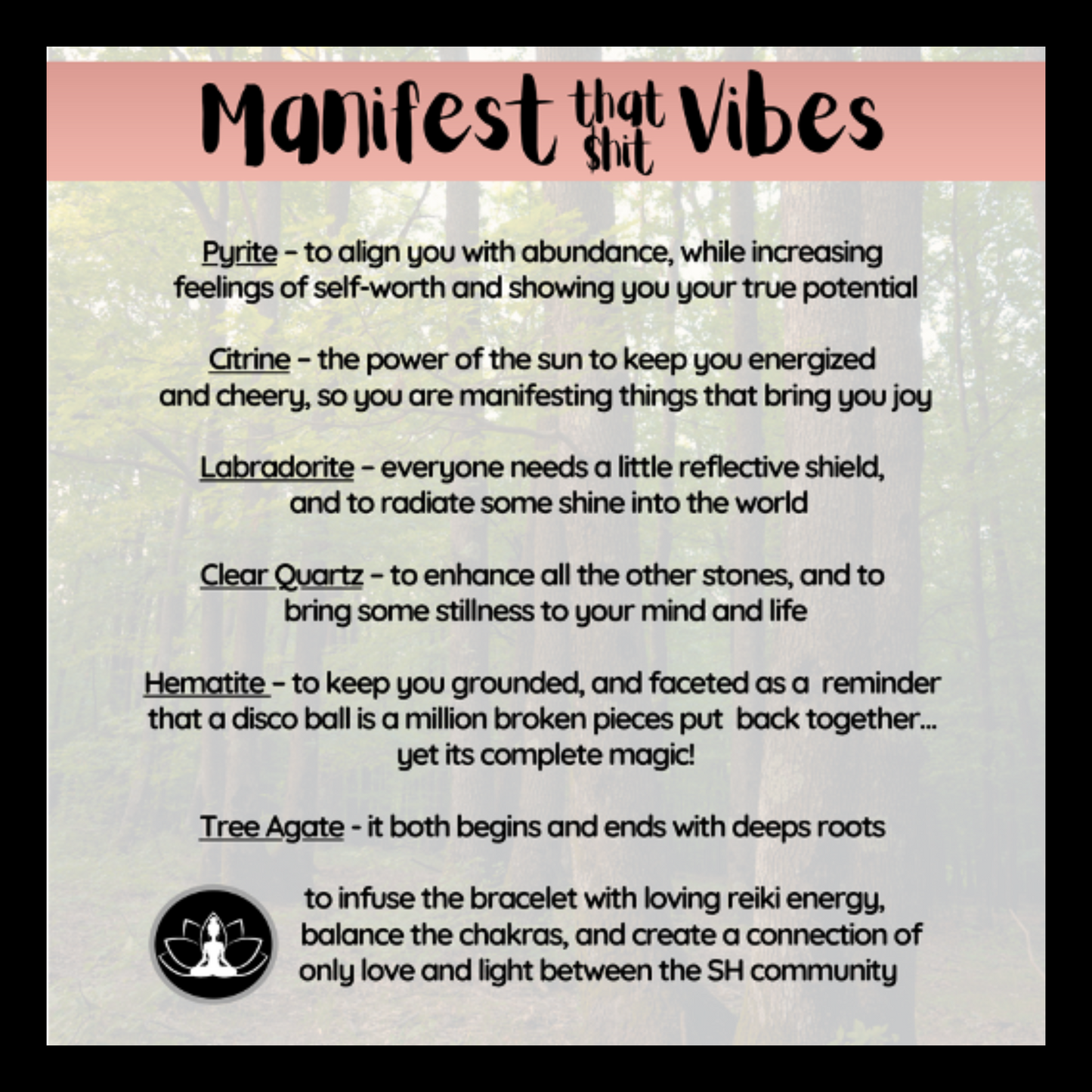 Manifest That Shit Vibes Intentional Reiki Infused Bracelet