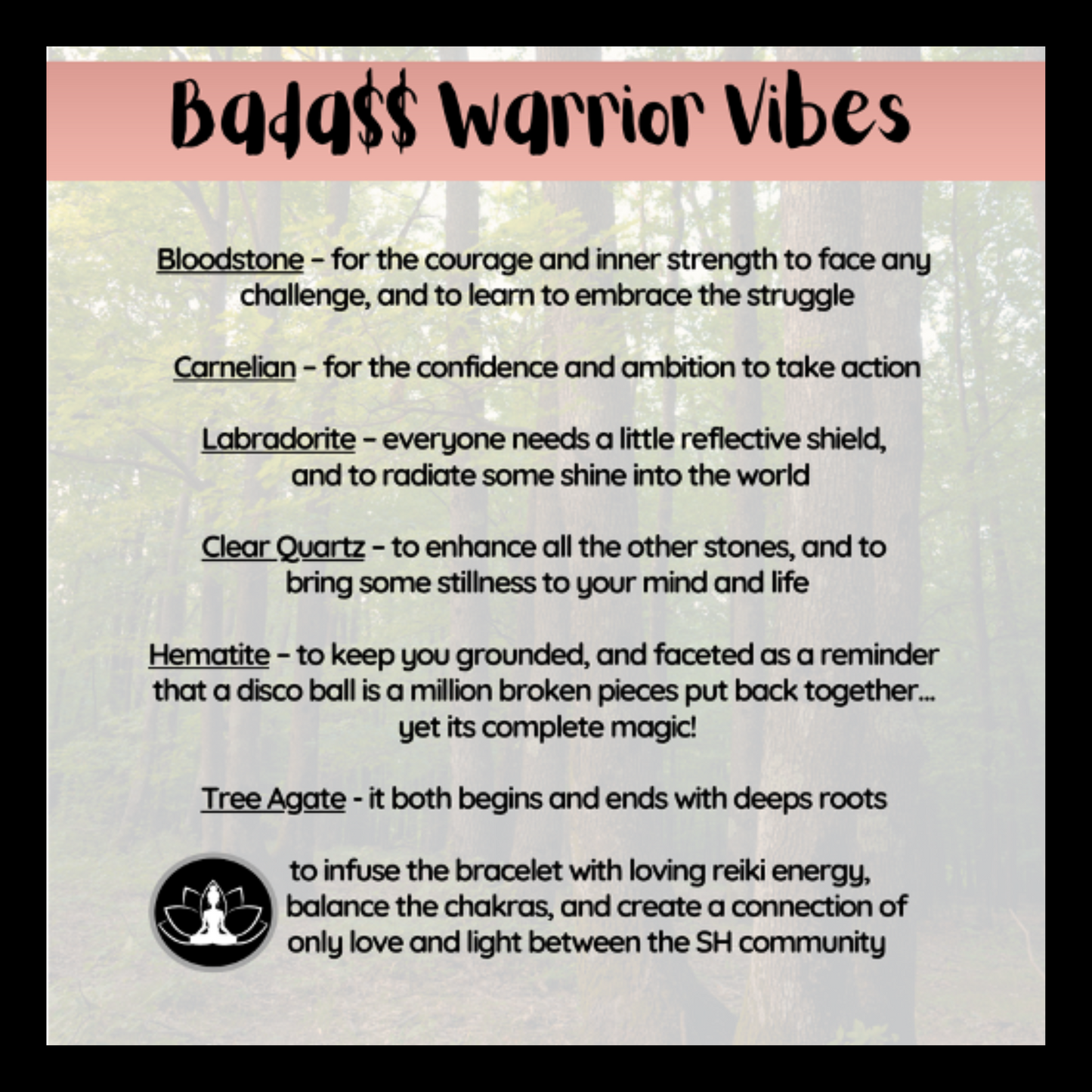 Badass Warrior Vibes Intentional Reiki Infused Bracelet