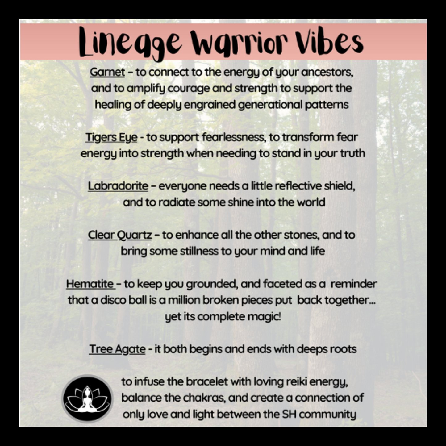 Lineage Warrior Vibes Intentional Reiki Infused Bracelet