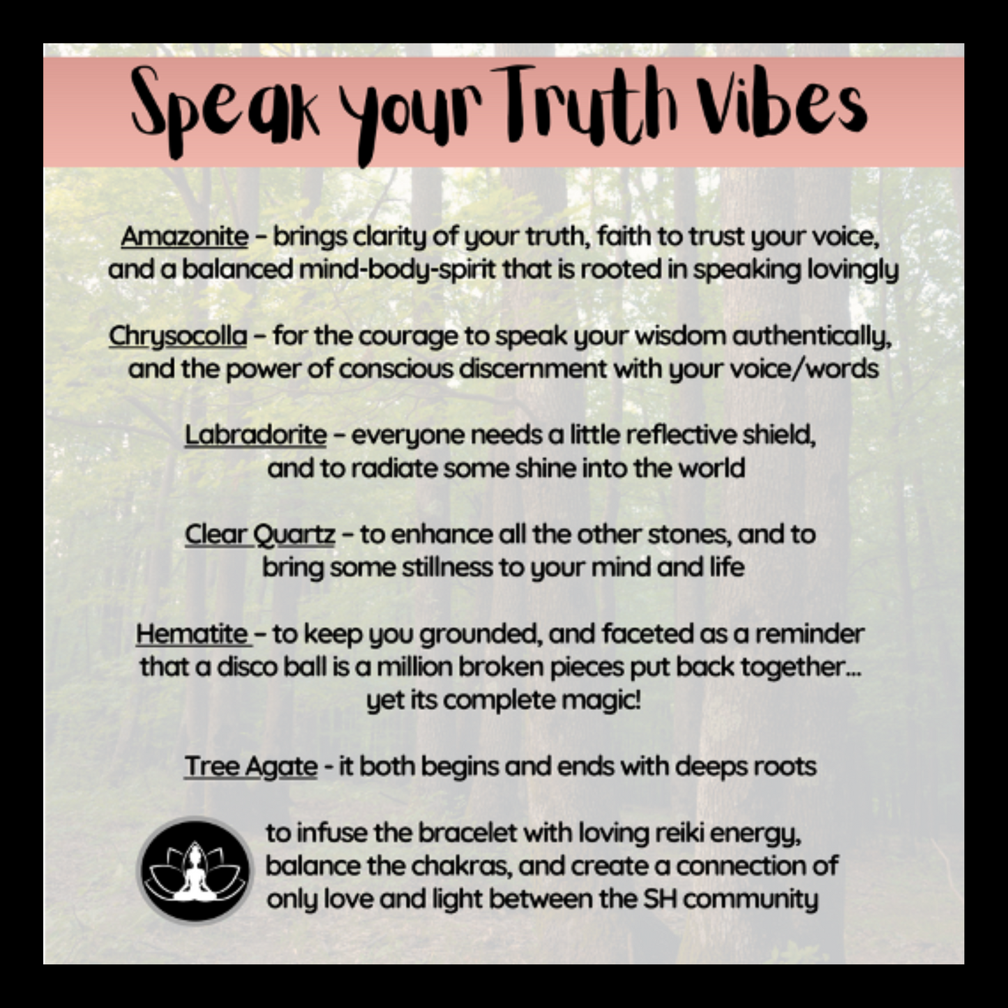 Speak Your Truth Vibes Intentional Reiki Infused Bracelet